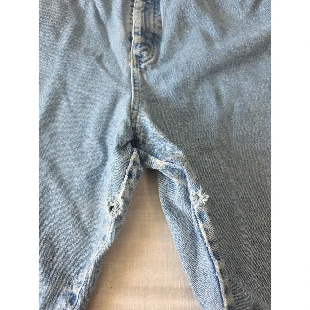 Vintage‎ Mom Jeans High Rise Tapered 100% Cotton 14 Light Wash Distressed 90s